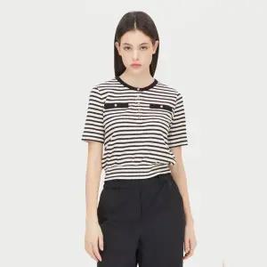 백화점 시슬리 스트라이프 버튼 업 반팔 티셔츠 SATSC7531