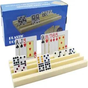 위안허 플라스틱 도미노 카드 홀더 - 타일 스탠드 정리함 및 게임 랙/트레이 4개 세트