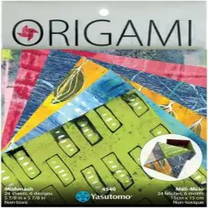 야스토모 종이접기 페인트 종이 미쉬매시 6개의 패턴과 24장 크기 5 7/8인치 정사각형 예술 및 공예 용품