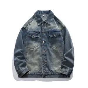 남성 청 빈티지 청자켓 칼라 재킷 오버핏 빅사이즈 봄가을 상의 클래식 세미 코트 원픽1