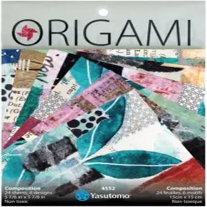 야스토모 종이접기 콜라주 구성 6가지 패턴 5.87인치 정사각형 24장 종이 공예품 스크랩북 포함