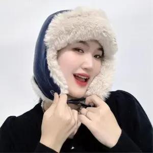 [패션] 레더 귀달이 군밤모자 22x30cm 네이비