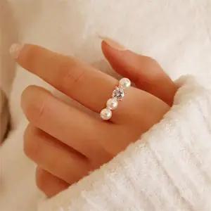 [다잇템]여자 진주링 페미닌 라운드큐빅 반지_P335377946