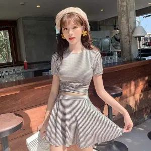 은창)스트라이프 JU00BD05 트위스트 비키니 수영복 노키니