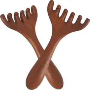 iunxkmi 우드 두피 마사지기 2개 깊은 이완 및 스트레스 감소를 위한 헤드 빗 어버이날 선물용 마사지 도구