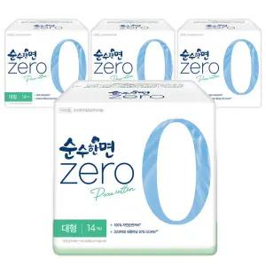 [롯데백화점]깨끗한나라 깨끗한나라 순수한면 제로zero 대형 14개입x4팩
