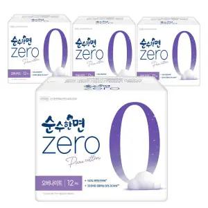 [롯데백화점]깨끗한나라 깨끗한나라 순수한면 제로zero 오버나이트 12개입x4팩