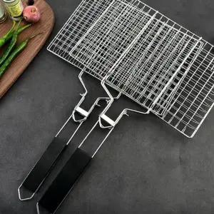 스텐 양면석쇠 사각 손잡이 접석쇠 바베큐 캠핑 차박 풀빌라 직화 그릴