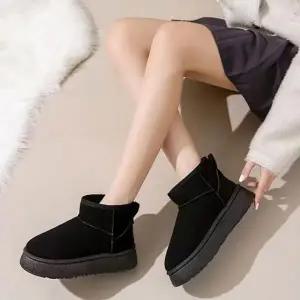 스웨이드 털 부츠 여성 숏 겨울 방한 보온 퍼안감 신발 스웨이드 양