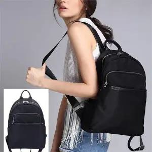 [다잇템]여자 출근룩 원단 레더 검정색백팩 라운드 가방_P334306190