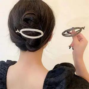 [다잇템]여자 큐빅 라운딩 올림머리 자동핀 반짝 헤어핀_P334750024