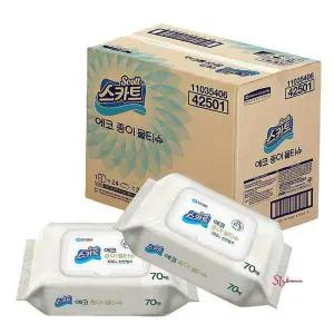 유한킴벌리 에코 70매x24팩 종이물티슈 캡형lmn929