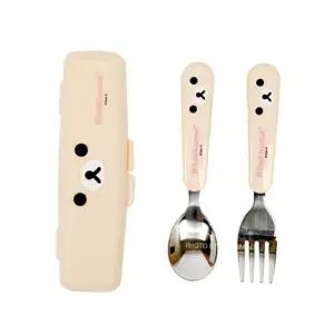 유아숟가락 리락쿠마 큐티스푼포크 케이스세트(얼굴)-핑크