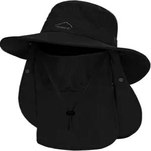 남성용 낚시 모자 아웃도어 3 in 1 선 여름 와이드 브림 사파리 부니 목 플랩 포함