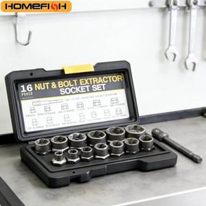 14피스 임팩트 볼트 호환  너트 제거 세트 크롬-몰리브덴강 추출기 도구 견고한 보관 케이스 포함 산업용