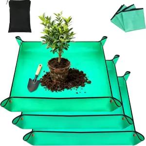 식물 이식을 위한 3팩 리포팅 매트 26.8x26.8인치 두꺼운 고밀도 PE 방수 가드닝 트레이 실내 야외 관리를