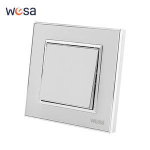 흰색 250V 16A AC 아크릴 패널 난연 클래식 온/오프 벽 로커 스위치 1구 1로 EU 표준 버튼 조명