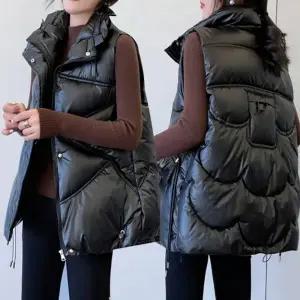 (옵션 블랙XL)루즈핏조끼 여성가을 여성데일리 여성니트 패딩조끼 겨울 하이넥 패딩