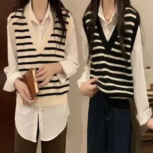 니트 레이어드 베스트 여성 데일리 단가라 여름 조끼