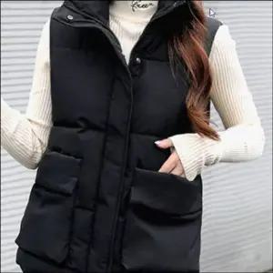 여성 올라오는 목 아우터 베스트 패딩조끼 하프넥 레이어드
