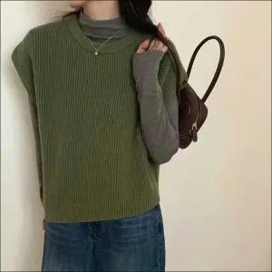 5색 골지니트 민소매 조끼 여성 베스트 레이어드 루즈핏