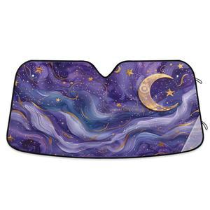 자동차 윈드실드 선쉐이드 문 스타즈 퍼플 갤럭시 폴더블 전면 선쉐이드, 트럭 SUV의 자외선 선바이저 열 보호 차단으로 차량을 시원하게, 중형으로 유지합니다