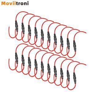 20개 인라인 퓨즈 홀더 나사 유형, AGC 5x20mm 22AWG 케이블