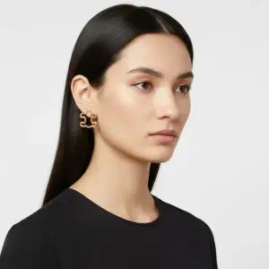 TRIOMPHE FRAME LARGE EARRINGS IN BRASS WITH GOLD FINISH 460HS6BRA 35OR) 트리옹프 프레임 라지 이어링)