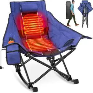 수텍 온열 흔들기 캠핑 의자 야외 스포츠용 완전히 두꺼운 패딩 의자(등 및 좌석의 3가지 열 수준 포함)