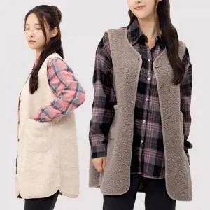 노카라 롱베스트 후리스 뽀글이 양털 조끼