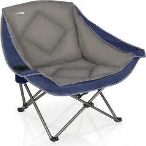 캠필링 접이식 캠핑 의자 컵 홀더가 있는 오버사이즈 휴대용 캠핑용 헤비 듀티 패딩 잔디 테일게이트 비치