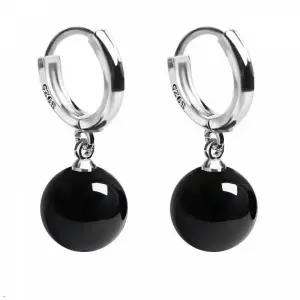 (사이즈 8mm)오닉스 블랙 S925 실버 귀걸이 원석 마노