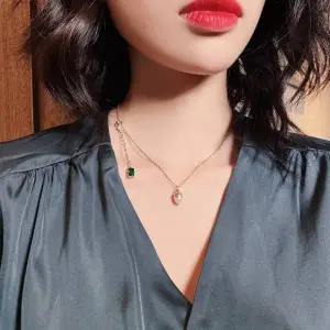 ( )써지컬 패션 진주 골드 비즈 에메랄드 그린 목걸이