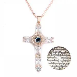 신기한 로즈골드 십자가 실버 숨겨진 지르코니아 큐빅