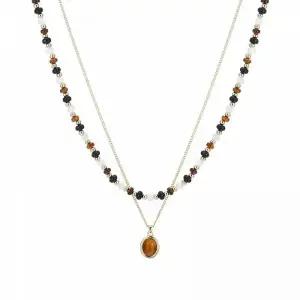 ( )타이거아이 목걸이 이중 호안석 원석 심플비즈 자연주의