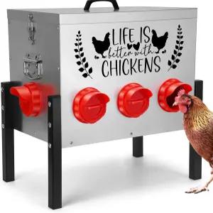 TGEYD 50LB 대형 자동 닭고기 공급기 - 8개의 공급 포트 노폐물 가금류 조절 가능한 다리 및 잠금 뚜껑