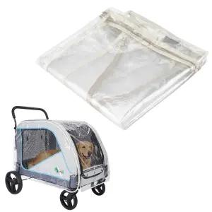 대형 반려견 유모차 레인 커버 EVA 투명 방수 방풍 야외용 반려동물