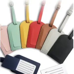 1PC PU 가죽 수하물 태그 여성 남성 비행 휴가 여행 액세서리 가방 이름 ID 주소 수하물에 대한 Lable