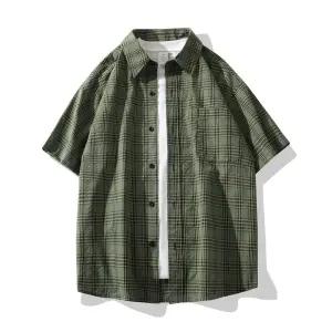 올요아 남자 키작남 체크 셔츠 스타일 루즈핏 빅사이즈 캐주얼 꾹5