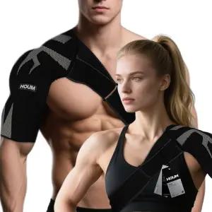 조절 가능한 압박 슬리브가 있는 HOUM 회전근개 커프 어깨 보조기 핫/콜드 팩 호환 를 위한 통기성 지지대
