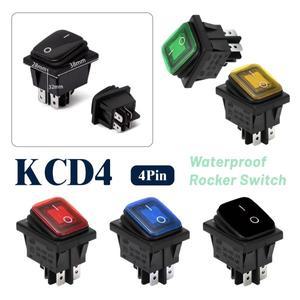 2단 레드 그린 블루 옐로우 블랙 ON OFF KCD4 방수 스위치 네 개의 풋이 있는 조명 로커 전원 LED 12V 220V