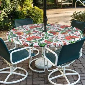 우산 구멍 방수 기능이 있는 영세홈 원형 야외 식탁보 커버와 탄력 지퍼가 달린 닦이식 피크닉에 적합한