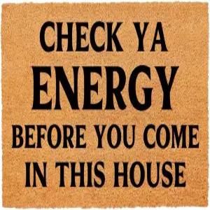 이 집에 오기 전에 에너지를 확인하세요. 재미있는 현관 야외 바닥 매트 튼튼한 환영 내추럴 코코넛 코이어