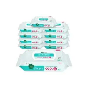 그린핑거 손소독 물티슈, 캡형, 30매, 10입, 1개