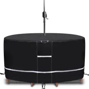 75인치 원형 파티오 테이블 커버 - 전천후 사용을 위한 방수 600D 헤비 듀티 야외 프로텍터 자외선 및 방풍