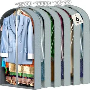 옷 걸이용 40인치 의류 가방 6개 옷장 보관용 투명 정장 여행용 커버용 4인치 가운 재킷 셔츠 스웨터용