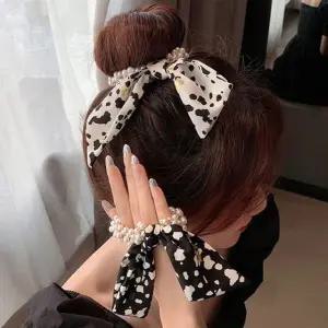 진주밴드 얼룩무늬 스카프리본 예쁜 포인트 머리끈 sEI6+7iyN