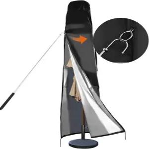 도퍼트 파티오 우산 커버 - 방수 기능이 있는 시장 파라솔 최대 12피트 420D 야외 튼튼한 지퍼 상단 통풍구