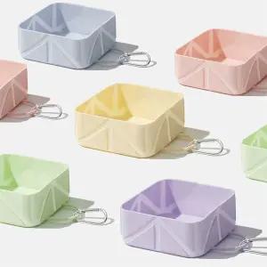 애완동물 야외 여행용 그릇 고양이 강아지 접이식 실리콘 휴대용 물 마시는 사료 캠핑용