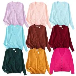컬러링 단색 브이넥 여자 긴팔 가디건9color 시즌2